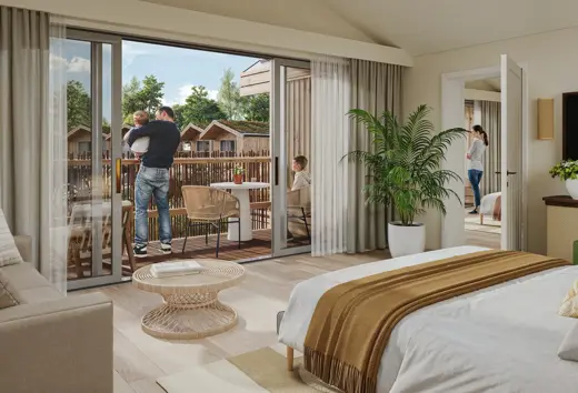View Of Lakeside Lodge Interior Family Landscape